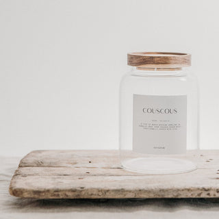 Premium Glass Pantry Storage Jars with Acacia Lids - Custom Labels