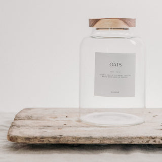 Premium Glass Pantry Storage Jars with Acacia Lids - Custom Labels