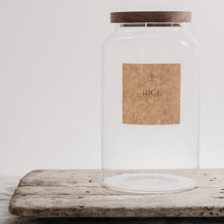 Premium Glass Pantry Storage Jars with Acacia Lids - Custom Labels