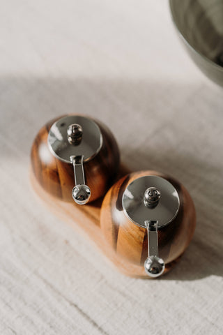 Wooden Salt and Pepper Mill Grinder Set