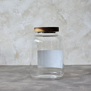 Laundry Glass Jar With Wooden Lid 2.0L - Klesvask