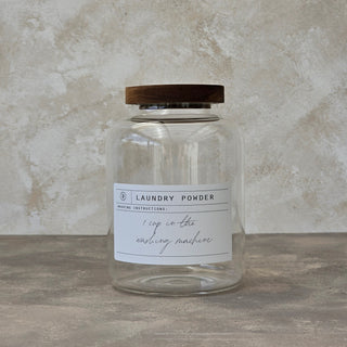 Laundry Glass Jar With Wooden Lid 2.0L - Klesvask