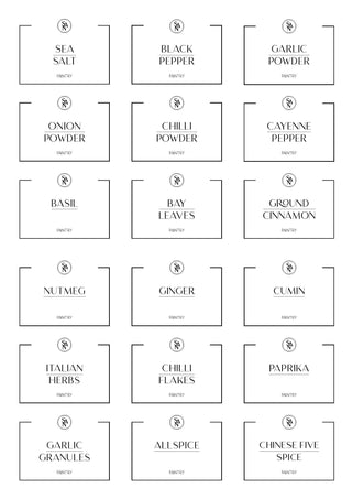 Spice Jar Labels - Customisable Set of 12, 24 or 50