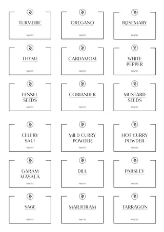 Spice Jar Labels - Customisable Set of 12, 24 or 50