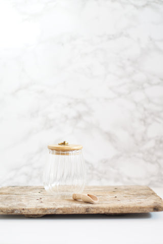 Reeded Bathroom Salt Jar With Wooden Scoop