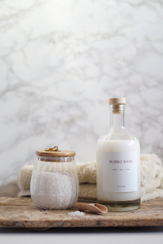 Reeded Bathroom Salt Jar With Wooden Scoop