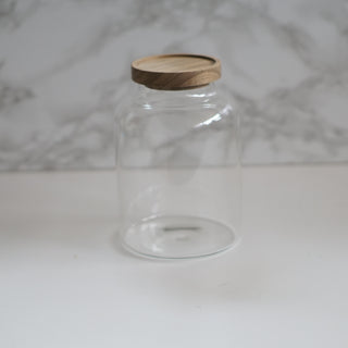Glass Pantry Acacia Jars With Customisable Labels