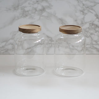 Glass Pantry Acacia Jars With Customisable Labels