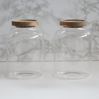 Glass Pantry Acacia Jars With Customisable Labels