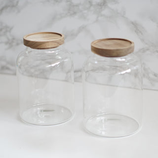 Glass Pantry Acacia Jars With Customisable Labels
