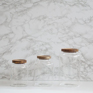 Glass Pantry Acacia Jars With Customisable Labels
