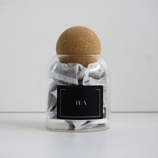 tea canister with label