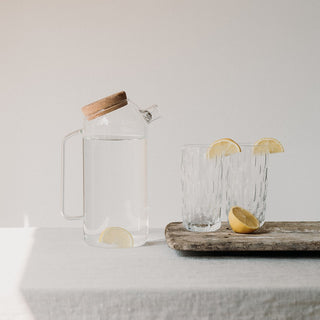 Ribbed Glass Jug With Cork Lid - Knop