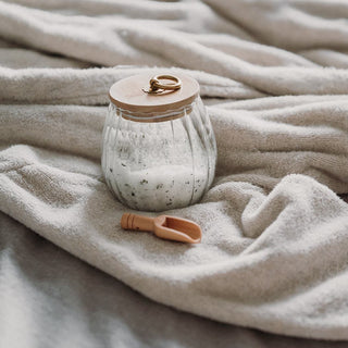 Reeded Bathroom Salt Jar With Wooden Scoop