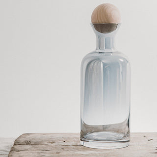 Grey Glass Carafe with Wooden Ball Lid 1L (Perfectly Imperfect) - Rokerig